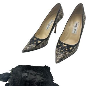 Jimmy Choo Black and Brown Heels with Classic Stiletto Design